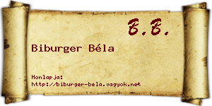 Biburger Béla névjegykártya