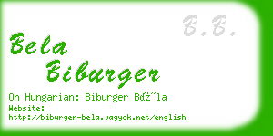 bela biburger business card